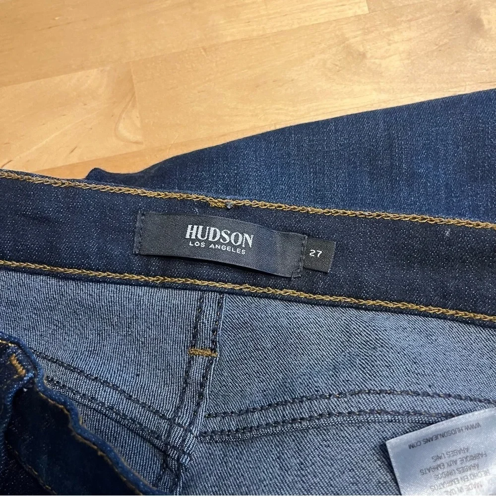 HUDSON Barbara Super Skinny Dark Wash Distressed Jeans Size 27